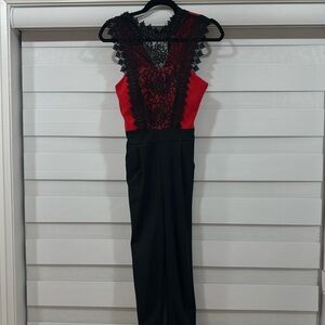 Red and black lace jumpsuit